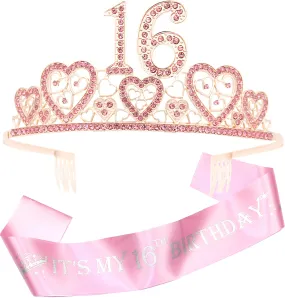 16th Birthday Gifts for Girls, 16th Birthday Tiara and Sash, 16th Birthday Decorations