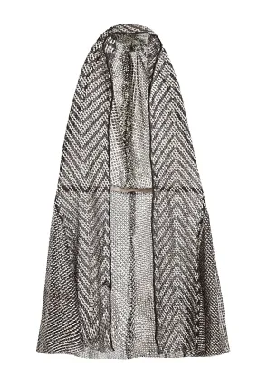 1920's Egyptian Black and Silver Hooded Cape