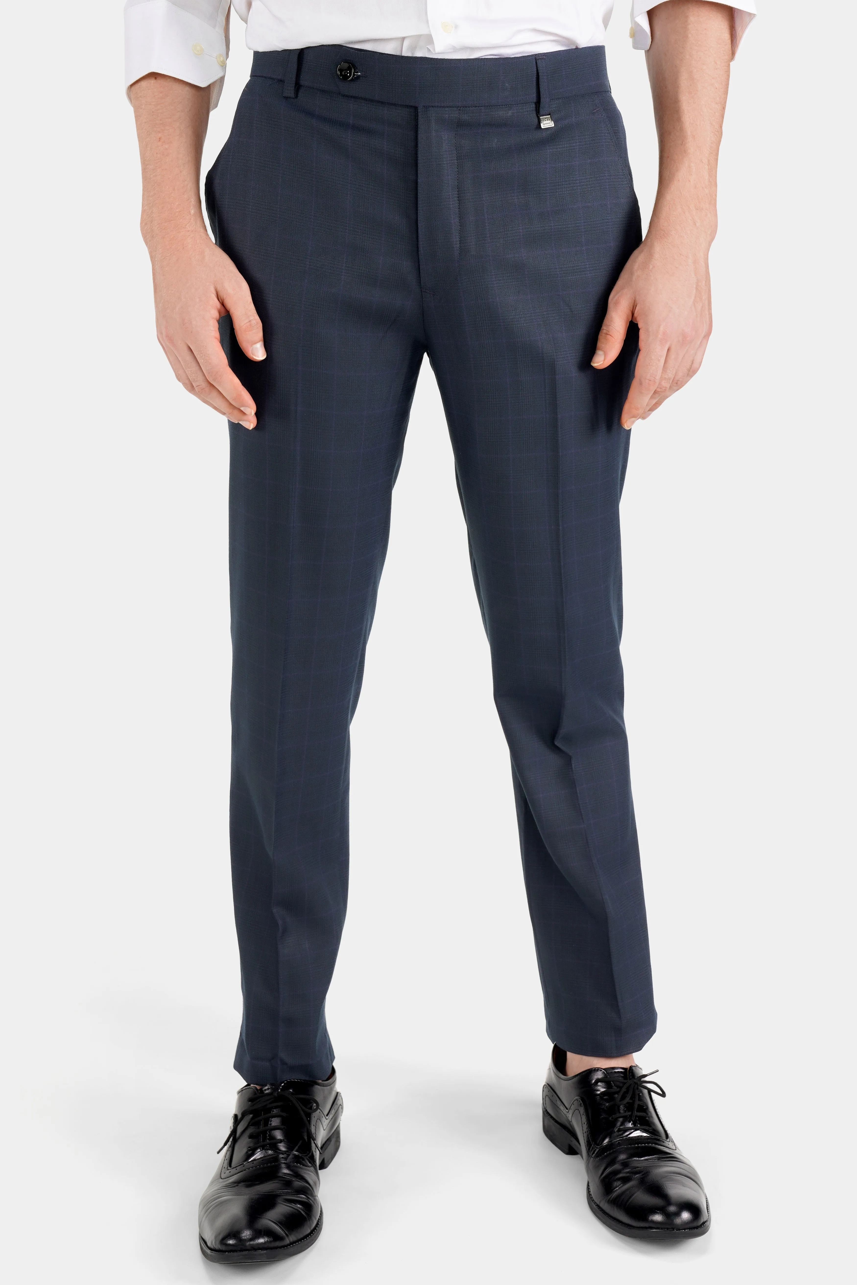 Baltic Blue Checkered Wool Rich Pant