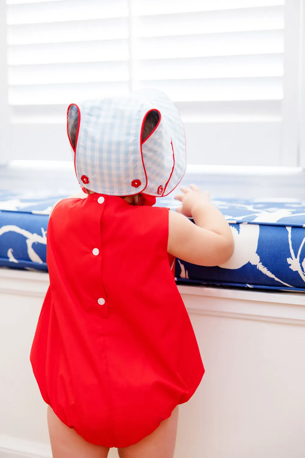 Catesby Country Club Bonnet - Buckhead Blue Gingham with Richmond Red