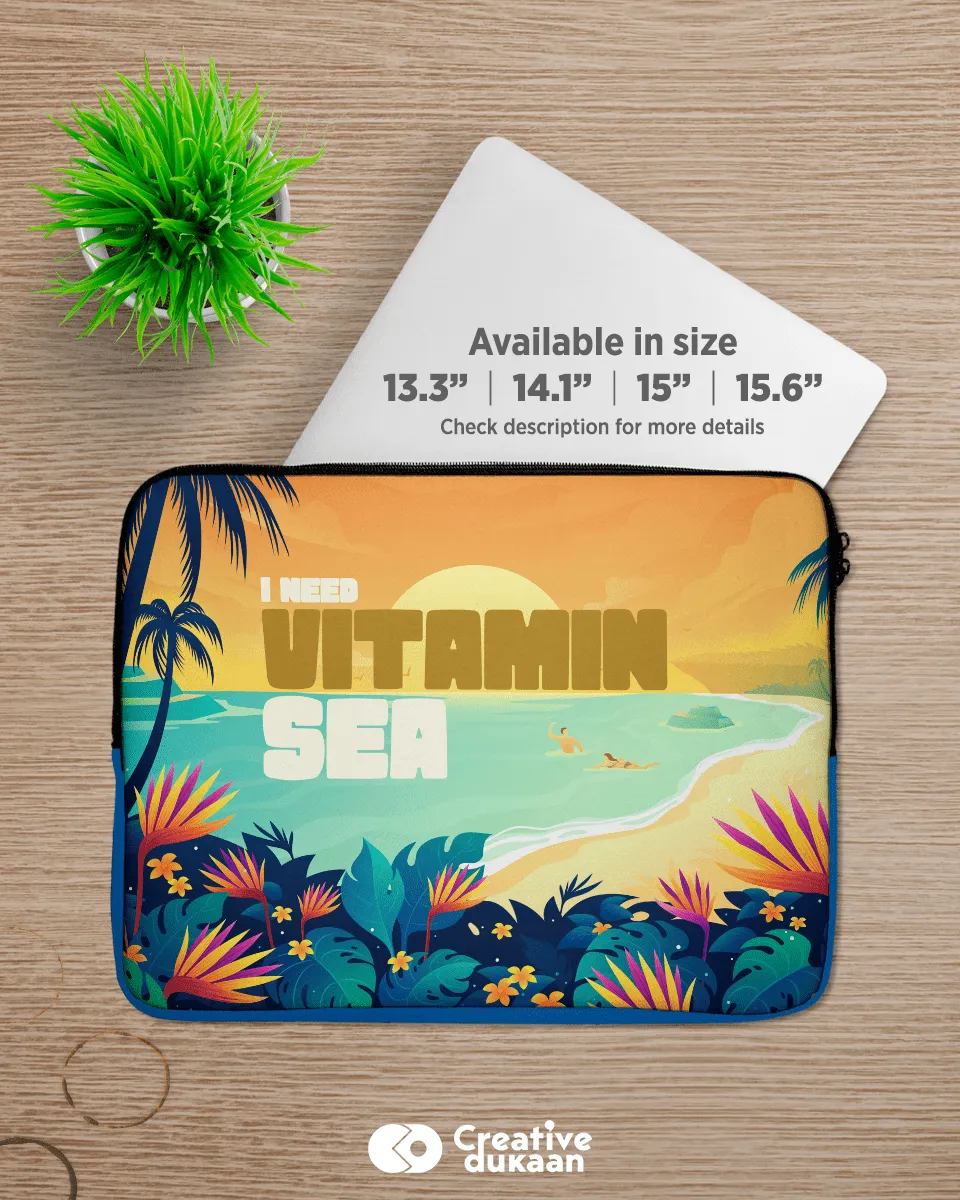 Cool and Quirky Yellow Laptop Sleeves with Tagling " I need Vitamin Sea"