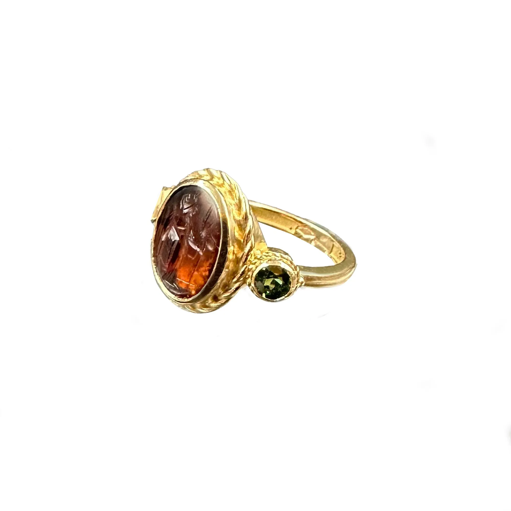 GODDESS DEMETER Authentic Ancient Roman Carnelian Intaglio 1st-2nd cent. AD 18 Kt Gold Ring