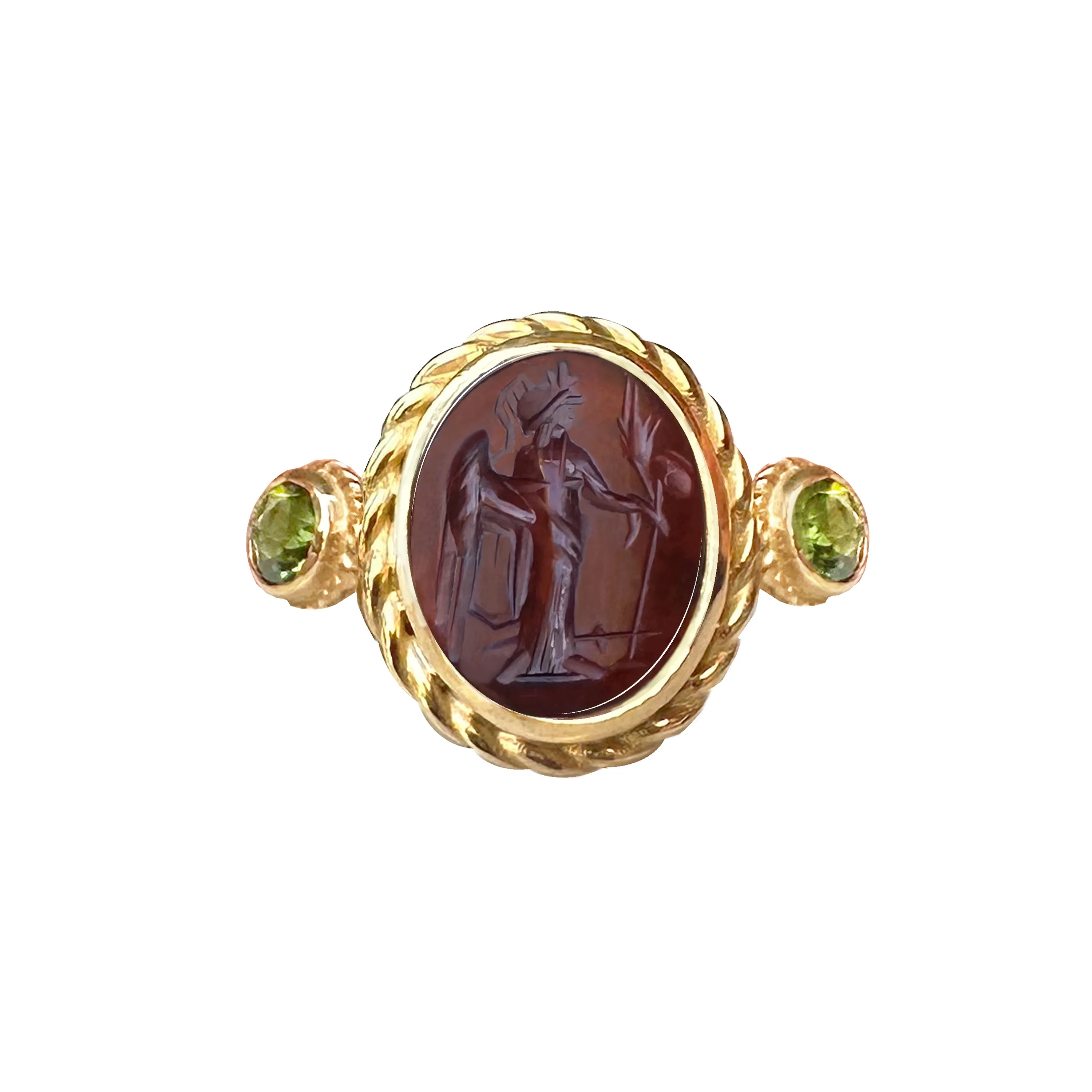 GODDESS DEMETER Authentic Ancient Roman Carnelian Intaglio 1st-2nd cent. AD 18 Kt Gold Ring