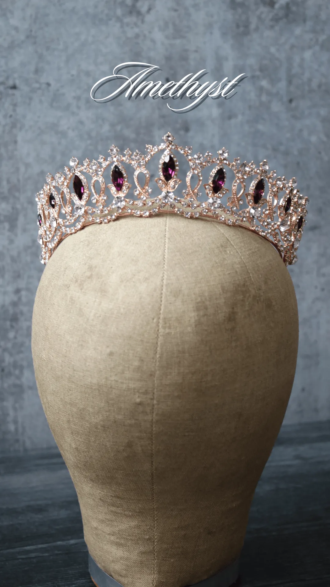 GRAND SERENA Rose Gold Tiara with London Blue Accent Stones and Pearls