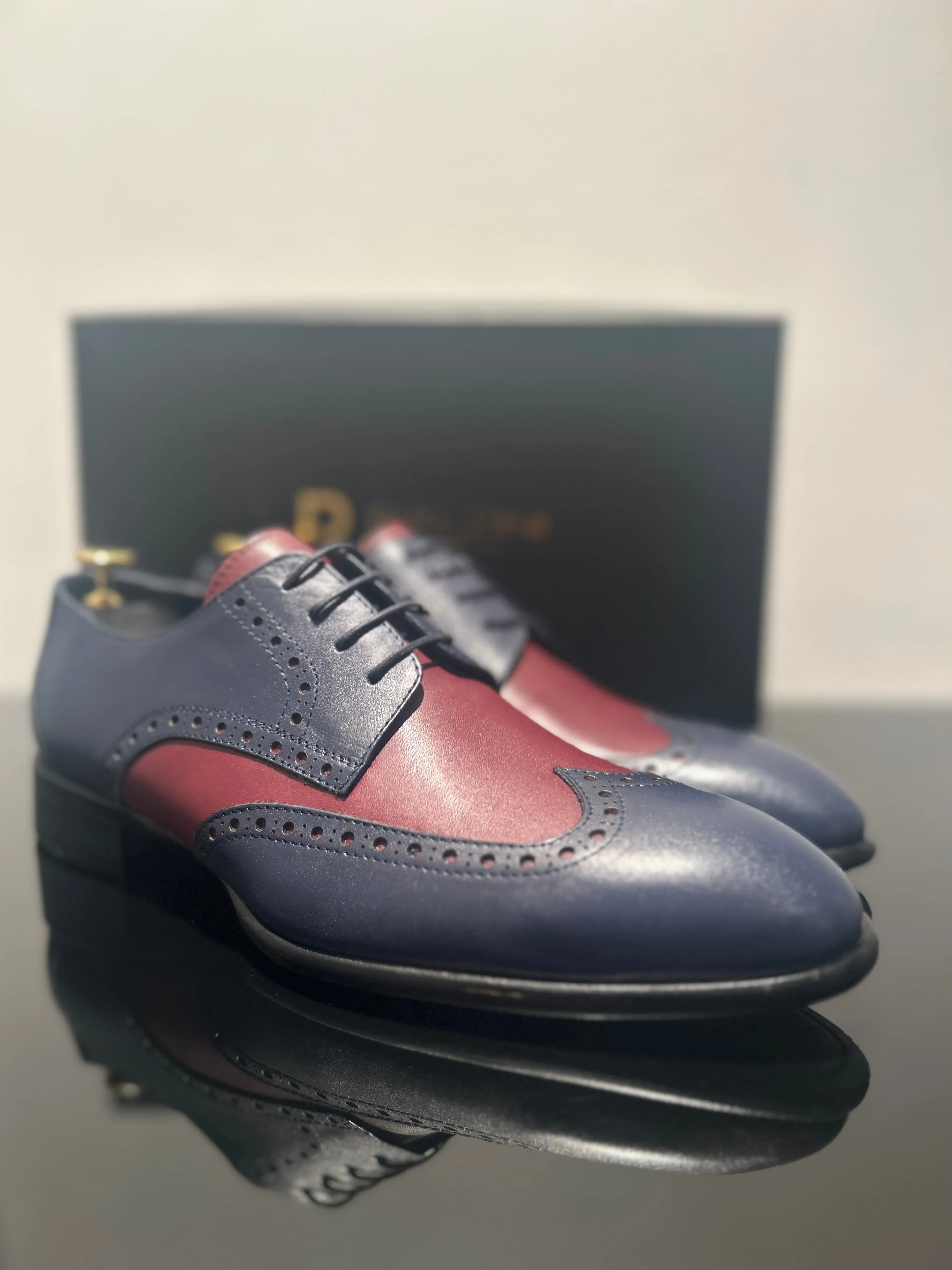 HANDMADE NAVY-MAROON BROGUE