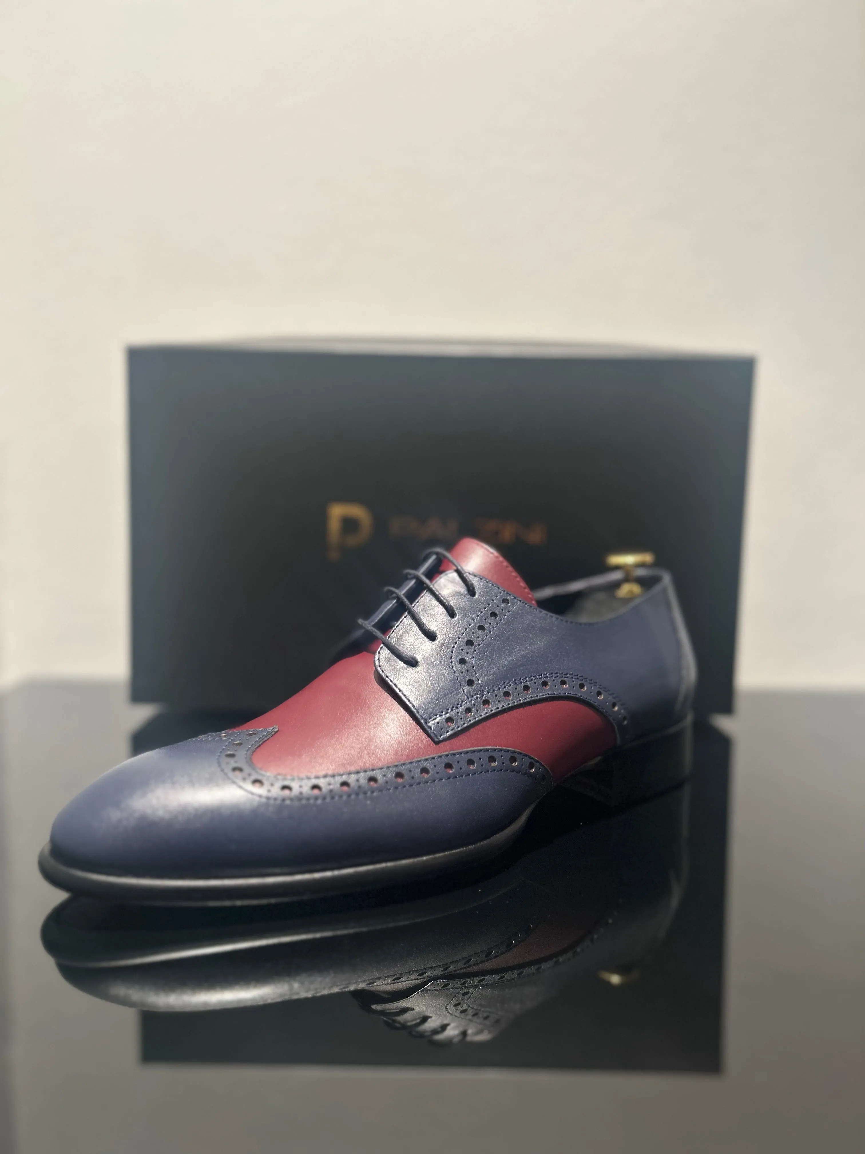 HANDMADE NAVY-MAROON BROGUE