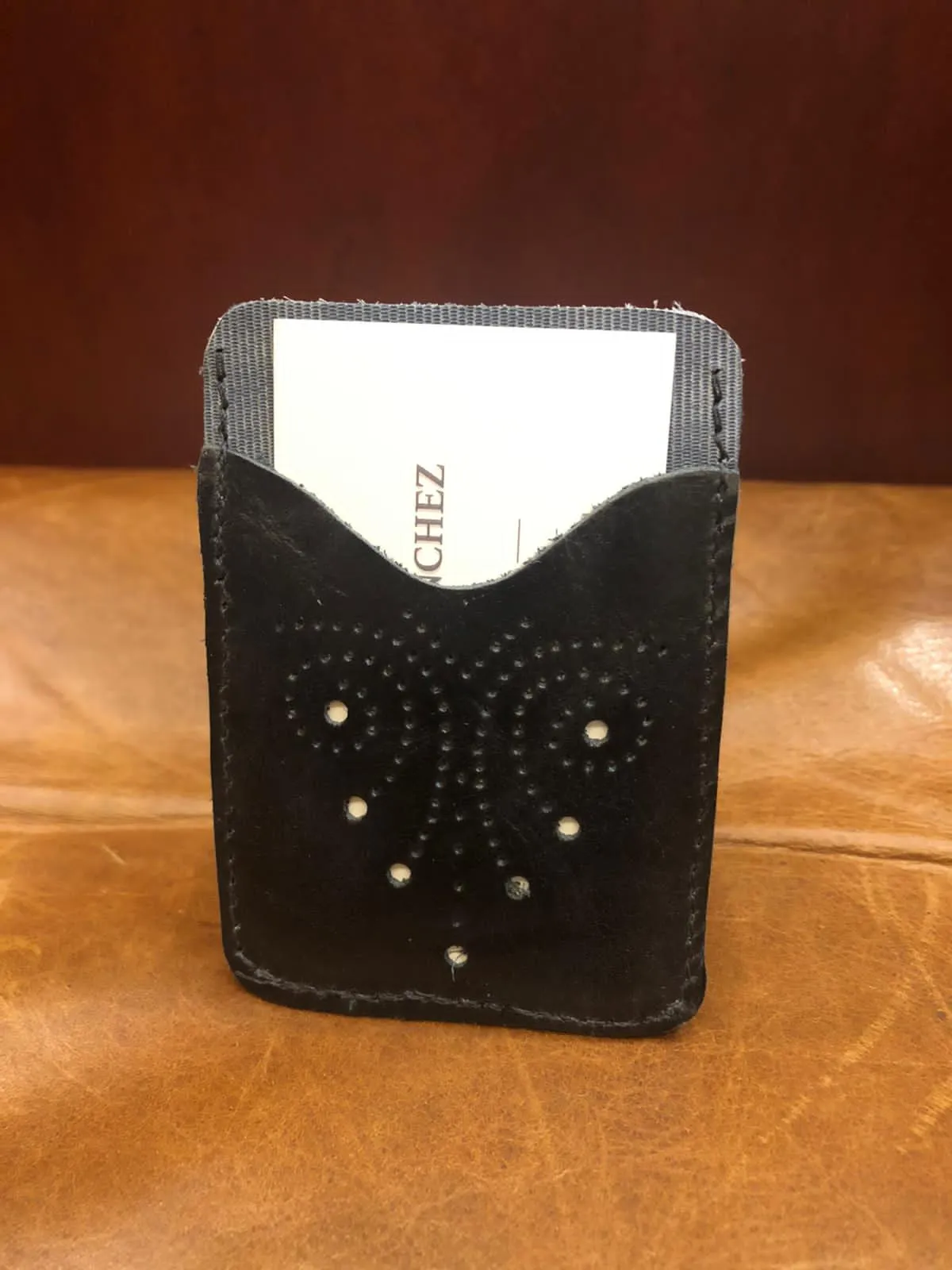 Leather Wallet Black with brogue