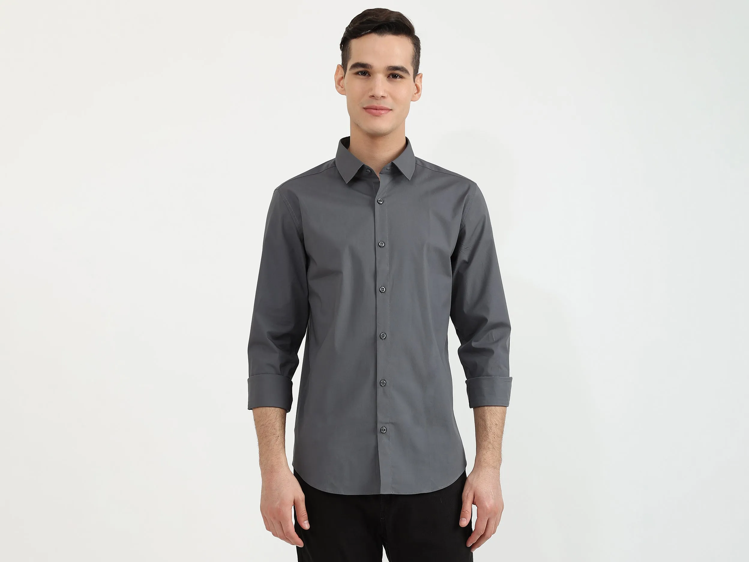 Mens Slim Fit Solid Shirt