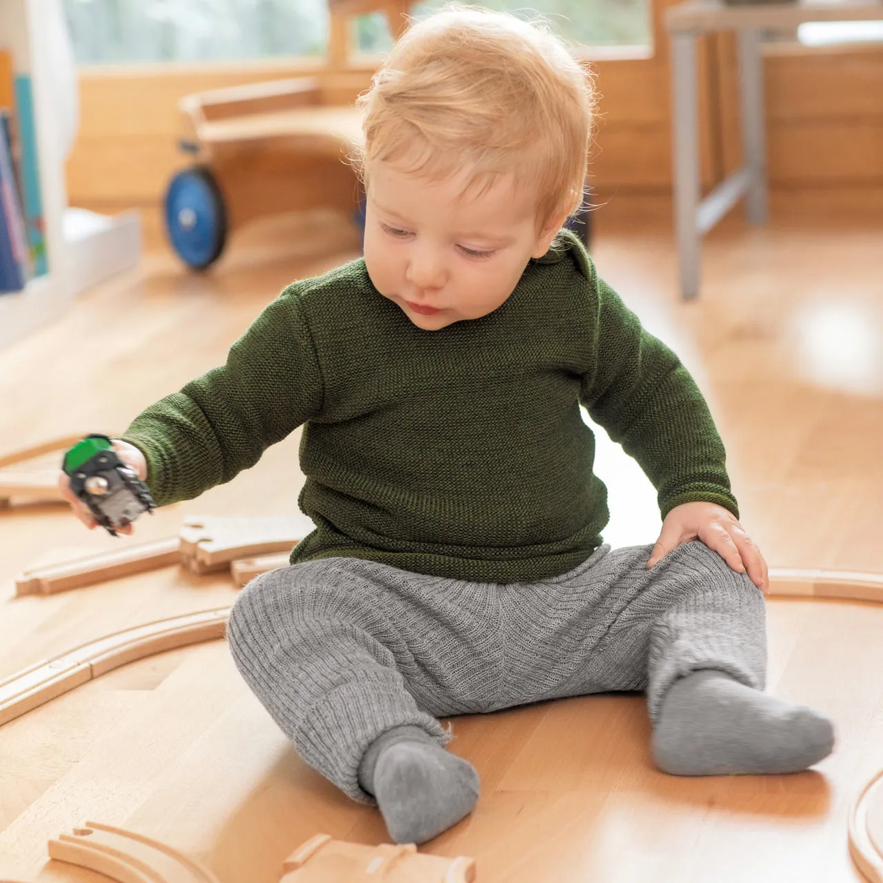 Merino Baby Jumper - Pacific/Teal (0-3m) *Last One!