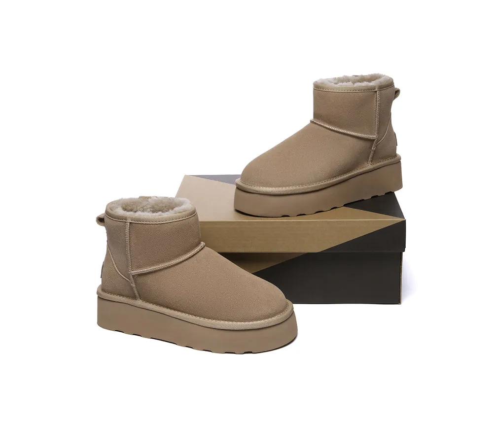 UGG Boots Sheepskin Wool Ultra Mini Ankle Platform Rommie